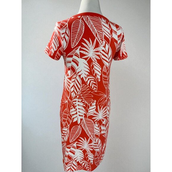 Old Navy Women’s Small Red White Tropical Leaf Print T-Shirt Dress NEW Beach - Picture 6 of 8